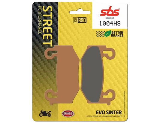 Mejora el frenado de tu moto con las pastillas SBS 1004HS. Compuesto sinterizado de alto rendimiento para calle y carretera. ¡Envío a todo México!